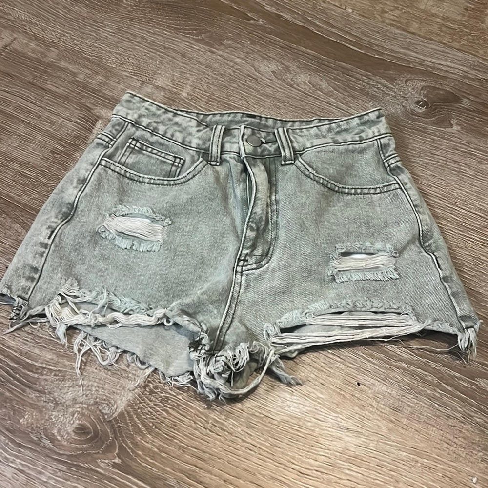 Green Jean shorts